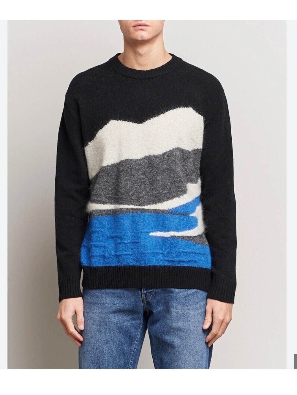 NN07 No Nationality Jason 6607 Brushed Recycled Wool-Blend Sweater Color Block S
